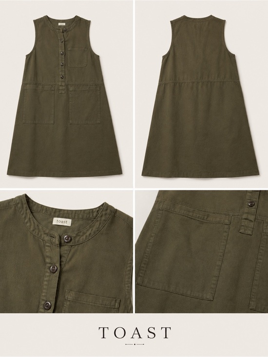 Toast Dresses & Skirts - TOAST Sleeveless Utility Shift Dress in Bronze Green